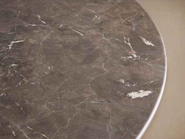 Saint Germain Round Dining Table with Marble Top Wood Dauphine Base - Image 6