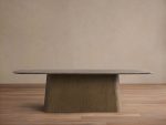 Saint Germain Stone Dining Table with Natural Stone Marble Wood Toulouse Base - Image 5