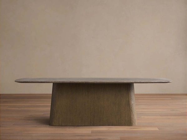 Saint Germain Stone Dining Table with Natural Stone Marble Wood Toulouse Base - Image 5