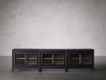 Rowan Modular Glass Door TV Stand Cabinet Mahogany Sideboard Wood Television Storage Unit - Image 2