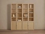 Nason Modular Glass Display Cabinets Oak Wood Tall Cabinets Large Bookcase with Integrated LED Lighting - Image 6
