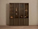 Nason Modular Glass Display Cabinets Oak Wood Tall Cabinets Large Bookcase with Integrated LED Lighting - Image 11