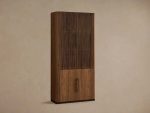 Piermont Modular Reeded Tall Display Cabinet Black Walnut Bookcase with Bronze Plinth Base - Image 2