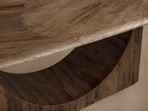 San Rafael Dining Table with Parquetry Top Hand-Aged Natural Primavera Wood - Image 3