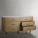 Danny Wood Six-Drawer Dresser with Marble Top Chest Of 6 Drawers Storage Cabinet - Image 8