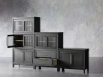 Rowan Wood Modular Wall Unit Mahogany Storage Cabinet with Reeded Glass - Image 9