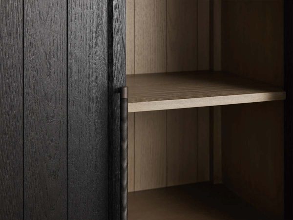 Hattie Oak Storage Cabinet Living Room Wood Tall Display Cabinet Bookcase - Image 10