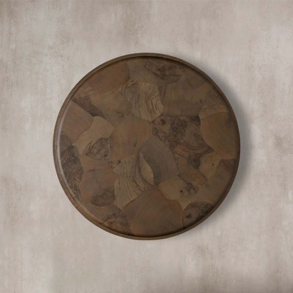 Pola Wood Round Plinth Coffee Table Wabi-Sabi Living Room Center Ash Tea Table - Image 4