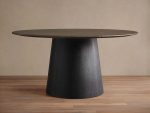 Saint Germain Round Wood Dining Table with Solid Oak Top Natural Wood Toulouse Base - Image 4