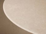 Saint Germain Round Dining Table with Carrara Marble Top Wood Toulouse Base - Image 5