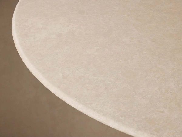 Saint Germain Round Dining Table with Carrara Marble Top Wood Toulouse Base - Image 5