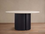 Saint Germain Round Dining Table with Marble Top Wood Dauphine Base - Image 8