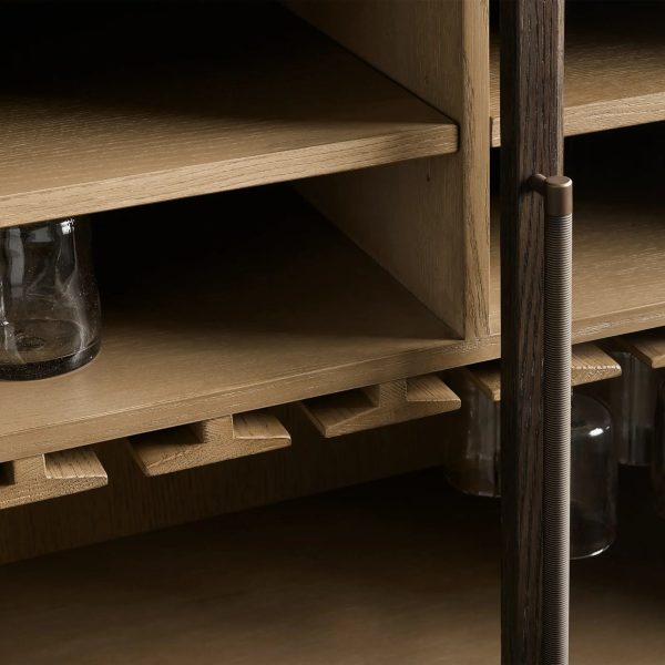 Hattie Wood Low Bar Cabinet Mid-century Modern Oak Wine cabinet - Image 6