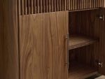 Piermont Modular Reeded Tall Display Cabinet Black Walnut Bookcase with Bronze Plinth Base - Image 3