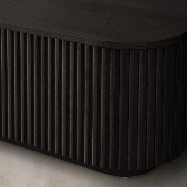 Finnley Solid Wood Coffee Table Rustic Sofa Center Tea Table with Reeded Design - Image 3