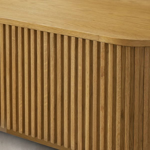 Finnley Solid Wood Coffee Table Rustic Sofa Center Tea Table with Reeded Design - Image 7