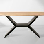 Jacob Oval White Oak Tabletop Dining Table with Vertex Iron Base - Image 3