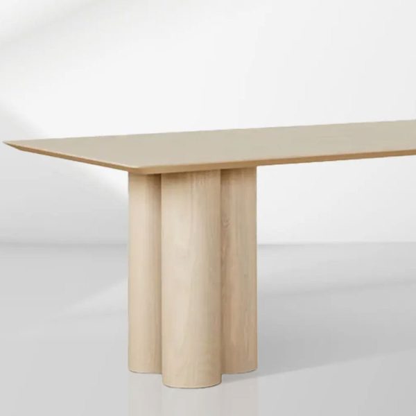 Rinde Rectangular Ash Wood Dining Table with Columnar Legs - Image 3