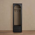 Hattie Oak Wood Entryway Cabinet Storage Tall Cabinet With Hooks