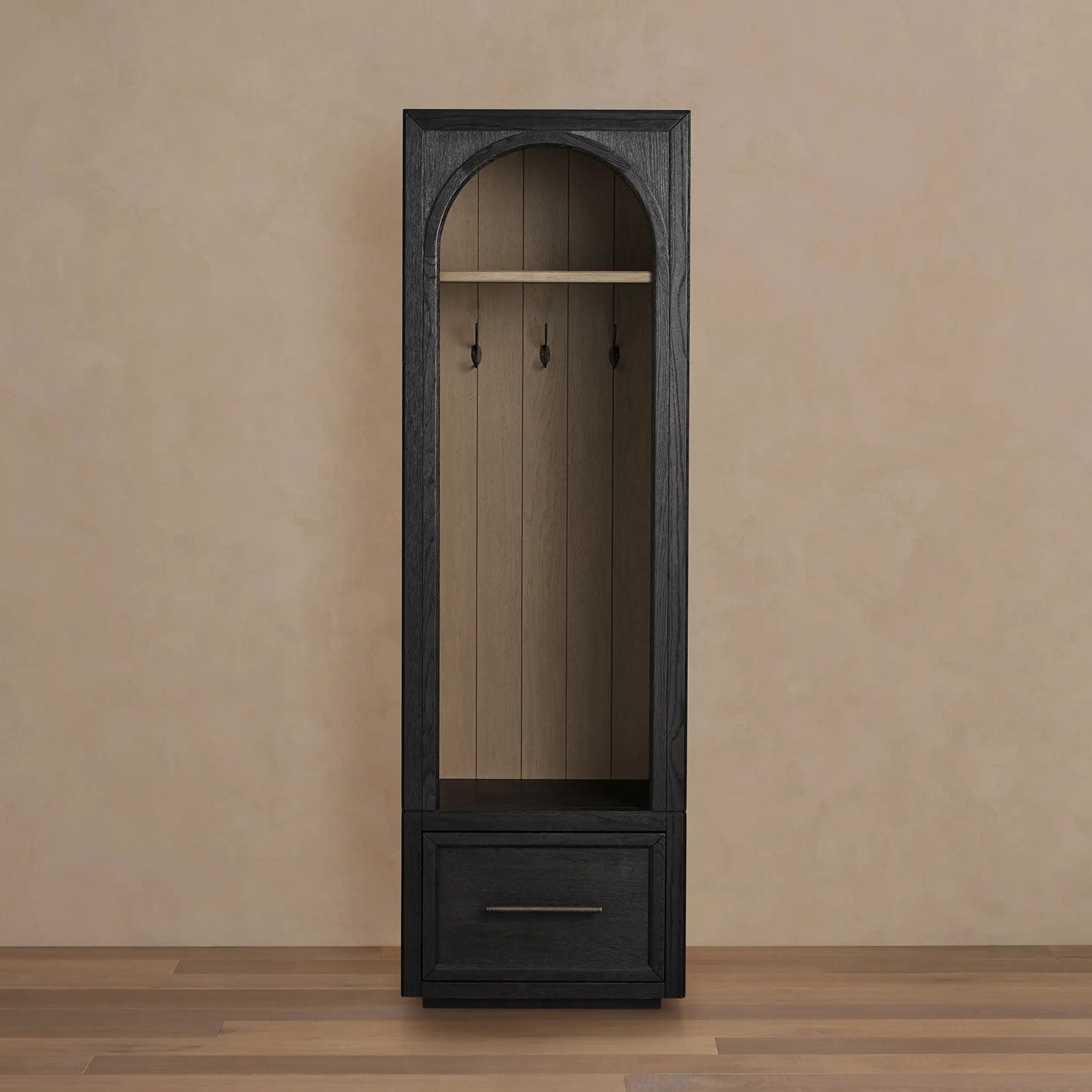 casr32r23czsc235qaczzxc.jpg Hattie Oak Wood Entryway Cabinet Storage Tall Cabinet With Hooks - Image 1