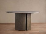 Saint Germain Round Dining Table with Marble Top Wood Dauphine Base - Image 12