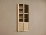 Nason Modular Glass Display Cabinets Oak Wood Tall Cabinets Large Bookcase with Integrated LED Lighting - Image 2