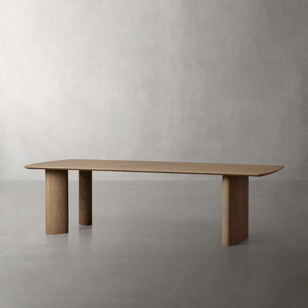 Theo Curved Oak Wood Dining Table with Sculptural Base - Image 3