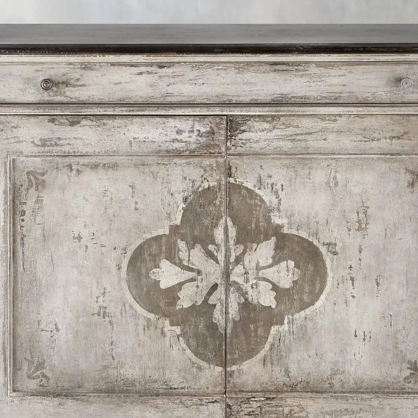 Messina Center Floral Bell'Arte Sideboard Buffet Table Wood Living Room Entryways Cabinet - Image 4