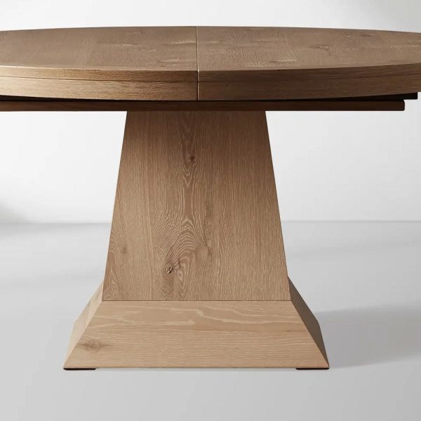 Leighton Extension Dining Table Wood Round Rural Dining Table with Leaves - Image 3