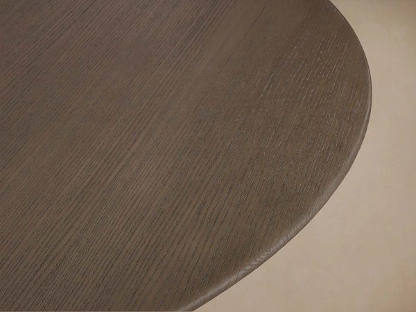 Saint Germain Round Wood Dining Table with Solid Oak & Oak Veneers Wood Dauphine Base - Image 6