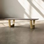 San Germani 72" Carrara marble Top Coffee Table with Rennes Metal Base - Image 2