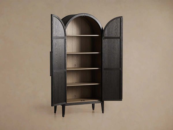 Hattie Oak Storage Cabinet Living Room Wood Tall Display Cabinet Bookcase - Image 9
