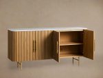 Finnley Wood Sideboard Marble Countertop Buffet Storage Cabinet Rural Entryways Cabinet - Image 6
