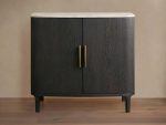 Danny Oak Wood Sideboards Cabinet Marble Top Buffet Cabinet Lockers - Image 10