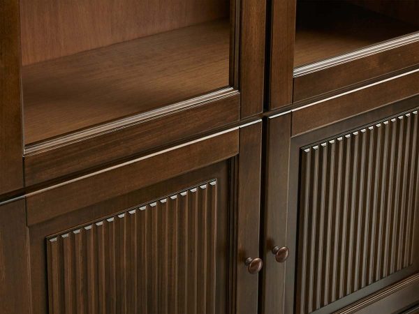 Giotto Antique Tall Display Cabinet Wood Side Storage Cabinet Bookcase with Glass Doors - Image 10