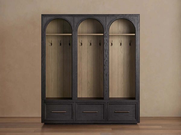 Hattie Oak Wood Entryway Cabinet Storage Tall Cabinet With Hooks - Image 9