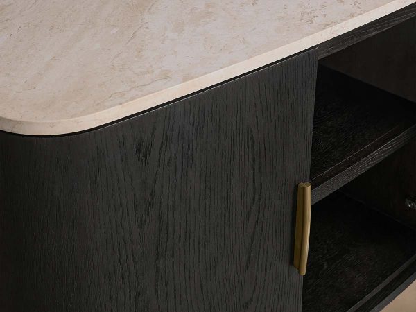 Danny Marble Top Sideboard Oak Wood Buffet Buffet Table Cabinet Country Entryways TV Cabinet - Image 5