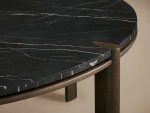 Pyet Round Dining Table with Floating Marble Stone Top & Solid Oak Wood Base - Image 3