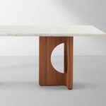 Elliot Carrara Marble Top Dining Table Rectangular White Stone Dining Table with Solid Oak Base - Image 3