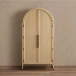 Hattie Oak Storage Cabinet Living Room Wood Tall Display Cabinet Bookcase