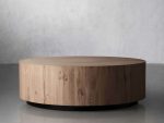 Sullivan Wood Round Coffee Table Oak Sofa Center Tea Table - Image 4