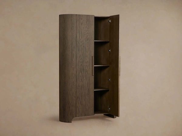 Astor Reeded Oak Tall Cabinet Living Room Bedroom Wood Storage Cabinet - Image 5