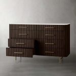 Finnley Wood Eight-Drawer Dresser with Marble or Bluestone Top Rural Chest Of 8 Drawers Cabinet - Image 17