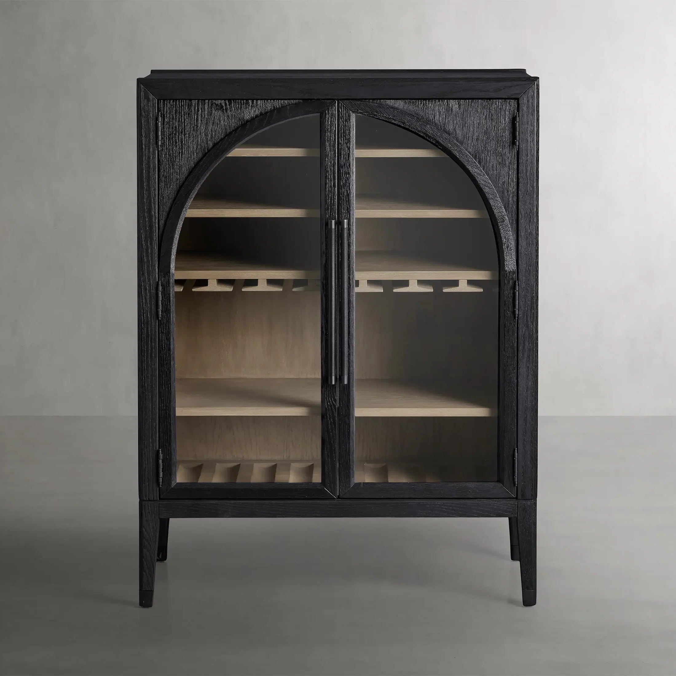 ef6fb1f8-3eef-4bd9-9d82-59b2f46b738e.jpg Hattie Wood Low Bar Cabinet Mid-century Modern Oak Wine cabinet - Image 1