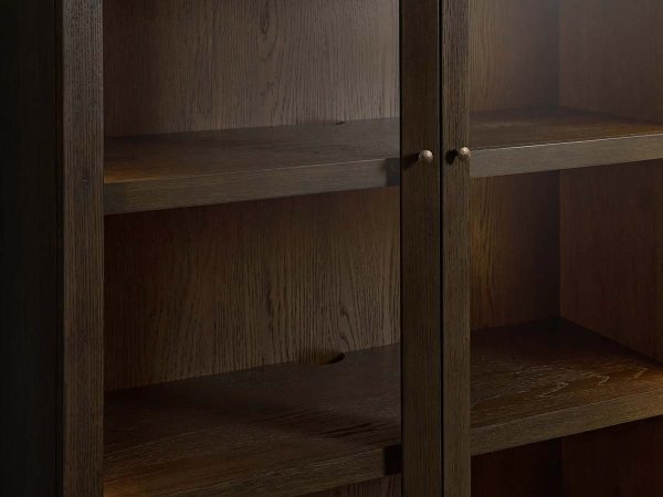Nason Modular Glass Display Cabinets Oak Wood Tall Cabinets Large Bookcase with Integrated LED Lighting - Image 10