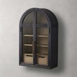 Hattie Medi Century  Style Wall Mounted Storage Cabinet Wood Arched Drawers Cabinet - Image 2