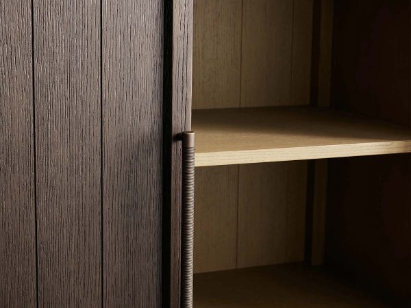 Hattie Oak Storage Cabinet Living Room Wood Tall Display Cabinet Bookcase - Image 7
