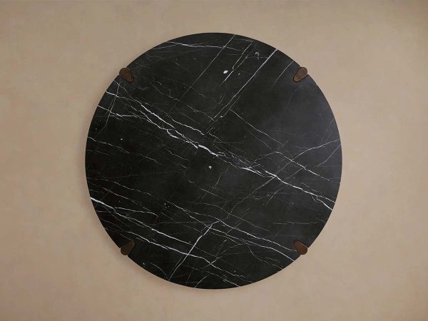 Pyet Round Dining Table with Floating Marble Stone Top & Solid Oak Wood Base - Image 4