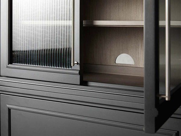Rowan Modular Wall Unit Storage Tall Display Cabinet Wood Bookcase with Glass Door - Image 7