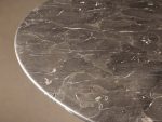 Saint Germain Round Dining Table with Carrara Marble Top Wood Toulouse Base - Image 8